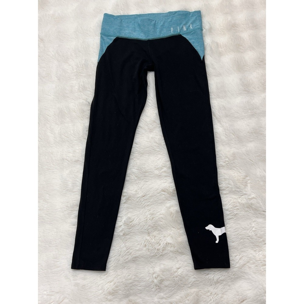 Pink Victoria's Secret Womens Juniors Black Blue Yoga Stretch Pants Size Small